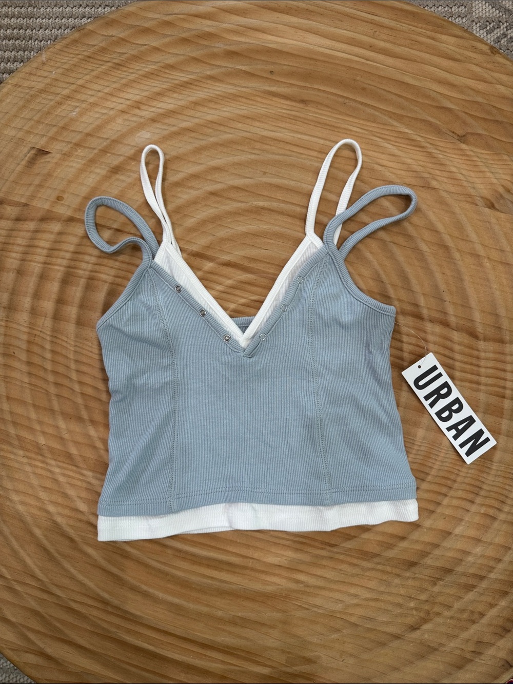 BDG Urban Outfitters Blue-Grey Ribbed Layered Bandeau Tank